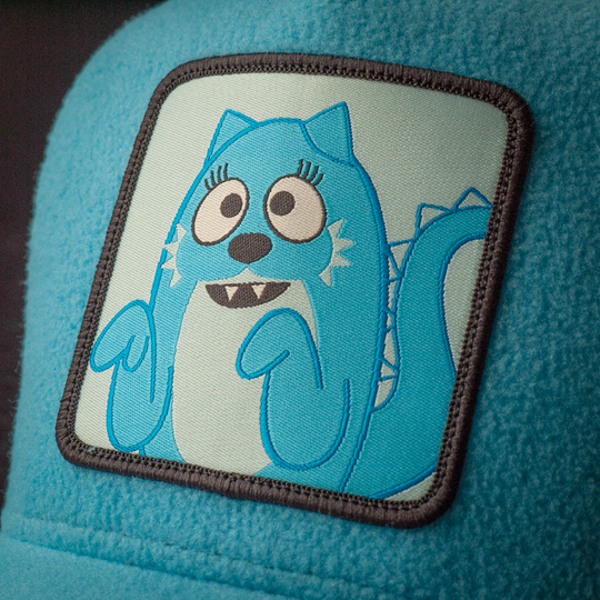 Close-up of Toodee from Yo Gabba Gabba on woven patch attached to crown