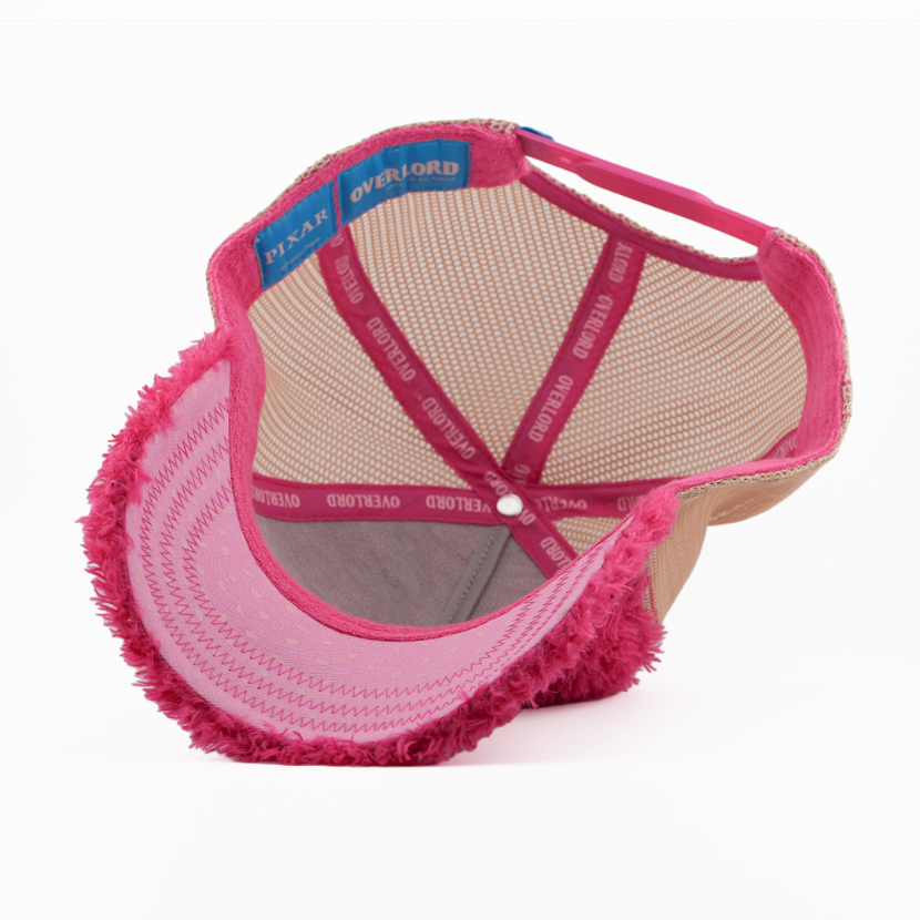 Pink pet harness with mesh design on a white background