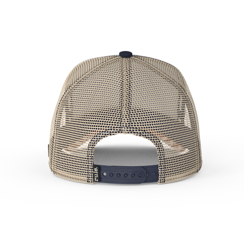 Navy Blue OVERLORD X Looney Tunes Marc Anthony the dog trucker baseball cap hat with navy adjustable strap.