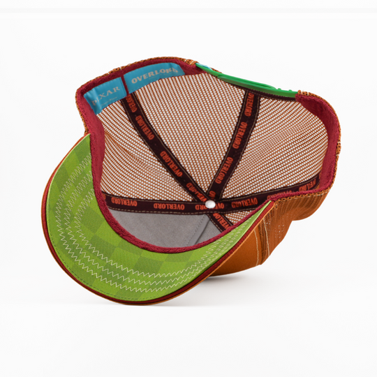 Colorful cap with a unique design on a white background